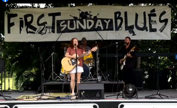 Shar on the big stage again at the First Sunday Blues Festival, Darwin, 2019.

