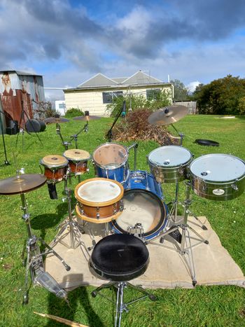 More Dave Matthews drum kit pics, 'You Rock My World' photoshoot, 2022.
