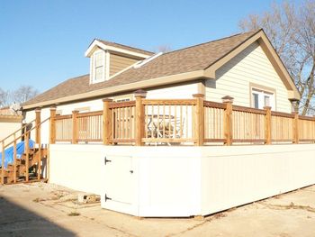 really large deck overlooks riding ring
