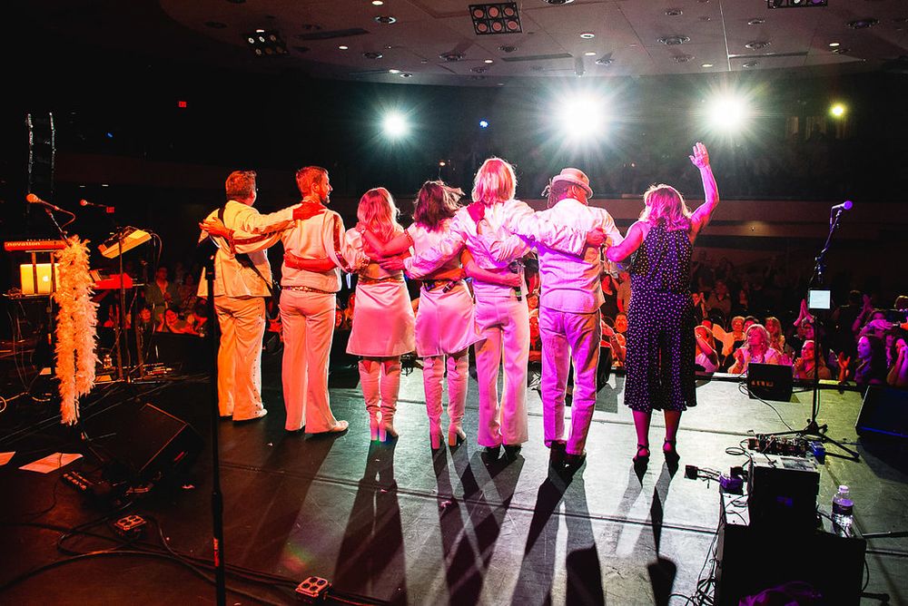 Dancing Dream Abba Tribute Band bowing to the crowd after a show in Bethlehem, PA
