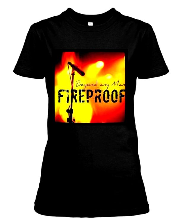 B.A.M (Beyond Any Man) "Fire Proof" Ladies V-Neck Short Tee BLK