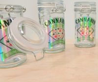 Mini Mason Jar w/ Holographic Cannabis Sticker