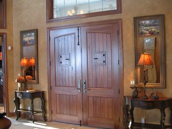 Solid cherry front entry doors.
