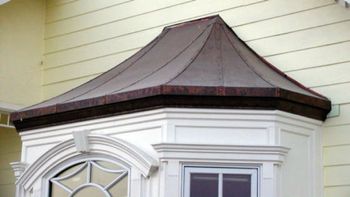 Large Custom Seamed Copper Bay Window Cover with Cornice Molding Trim 2 / Location: Fresno, CA

