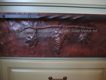 Chased Copper Grape Vine Motif for Front of Warming Drawer. Copper by A Copper Rose Metal Art / Custom Forged Drawer Pull by The Metal Shoppe
