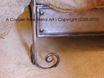 Whimsical Forged Iron Complete - Headboard, footboard and frame - close up of foot and corner detail

