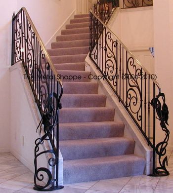 Custom Forged and Fabricated Stair Railing with Dragon Features / Location: Fresno, CA
