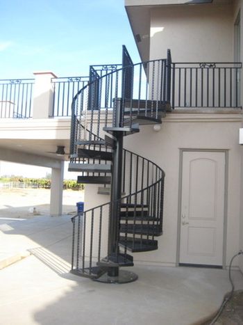 Custom Exterior Iron Spiral Staircase Location: Sanger, CA
