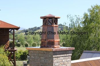 Custom copper chimney pot with copper chase top; 2 of 2 - Location: Los Olivos, CA
