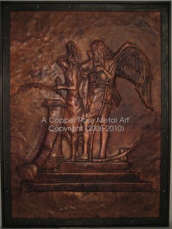3' x 4' Copper Repousse/Chased Wall Hanging "The Weeping Virgin" Commission by The Masonic Lodge, Fresno, CA / by A Copper Rose Metal Art / Location: Fresno, CA
