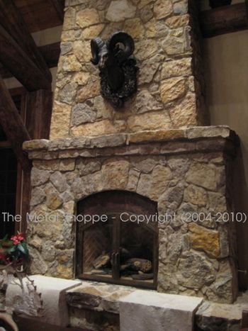 Custom Forged/Fabricated Iron and Copper Fireplace "Faux" Doors for gas insert / Location: Shaver Lake, CA
