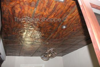 Custom Copper Ceiling with Iron Frame/Grid and Fan Bezels. Location: Sanger, CA
