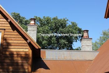 Custom copper chimney pots with copper chase top - Location: Los Olivos, CA

