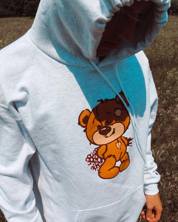 Pink teddy bear on sale hoodie