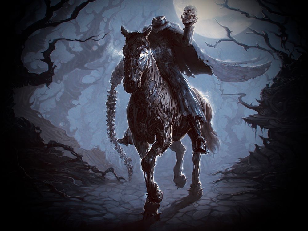 A typical depiction of The Dullahan