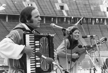 Merv and Merla Watson 1981 at Berlin Airlift, singing in Hebrew where Hitler spoke.
