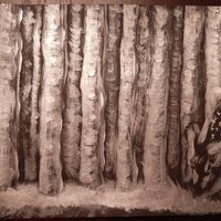 Deer in a Silver Wood (original 8x10")