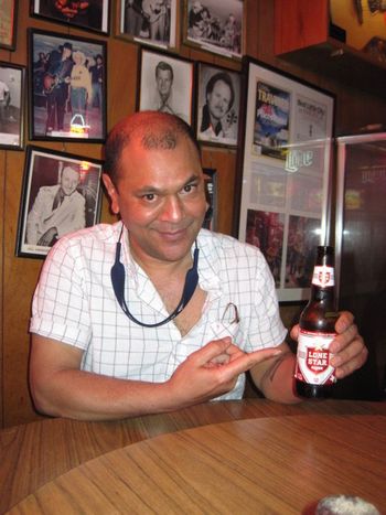 CatTrick Band: Stan at Broken Spoke, Austin, Texas, USA with Lone Star Beer
