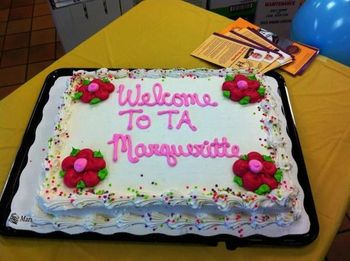 A surprise cake for Margarette at the truck stop in Council Bluffs, Iowa. 6/9/11
