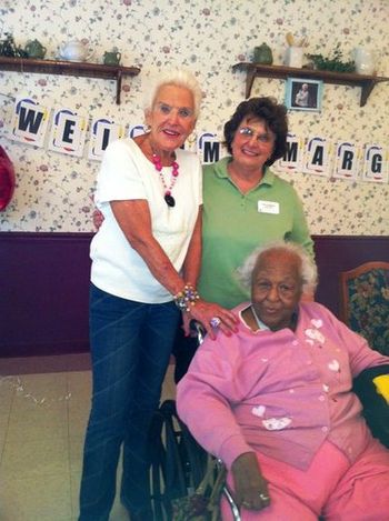 Margarette visits with Lillian Frye, 91, and attendant at Perrysburg Care & Rehab Center. 6/7/11
