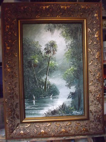 "Egrets along the Misty River" 11 by 17" Oil on board. 10/15/18.   (ORIGINAL is SOLD - Collector form Hawthorne, FL)  But You can  Buy a Framed Print or Canvas Here! 
