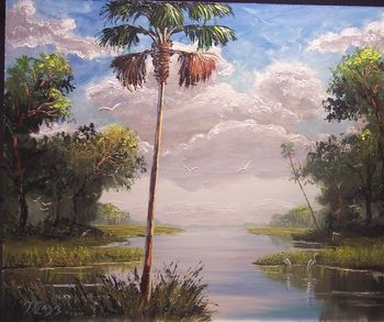 'Distant Wilderness' 20 by 24" Oil on masonite Board. Palette knife & brush. Sept 28th 2007
