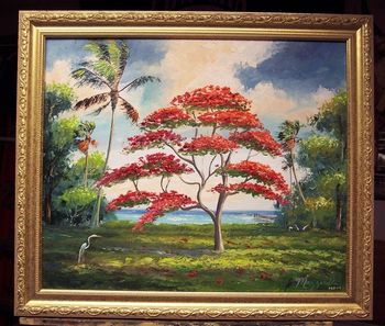 'The Royal Poinciana' 20 by 24" Oil on board. Painted June 20th, 2007
