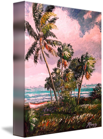 "Windy Palm Trees Along Indian River Lagoon"  16 by 24" Oil on board. 11/03/18.   (Original is SOLD to a COLLECTOR from Lakeland, FL)  But You can also  Buy a Framed Print or Canvas Here! 
