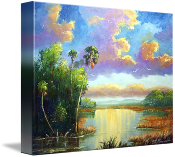 Old Florida Splendor' 20 by 24" Oil on masonite board. Palette knife and brush. Painted Nov 17th, 2009 (SOLD - Collector from Vero Beach, FL)  But you can  Buy a Canvas Print Here!
