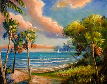 Sailboats on Florida's Indian River  16 by 20" Oil on Canvas Board. Aug 24th 2023  (ORIGINAL is Available)  Or you can  Buy a Framed  or Unframed Print Here! 
