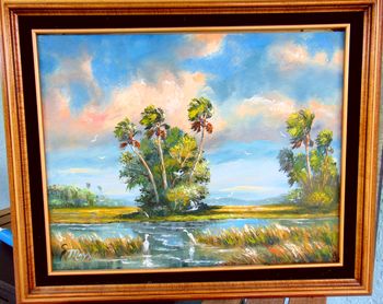 "Everglades Breeze" 16 by 20" Oil on board. This is a redo of Mazz's 2007 painting.  You can  Buy a Framed  or Unframed Print Here! 
