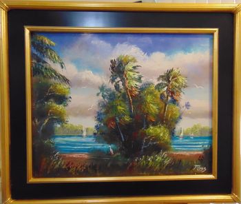 "Cabbage Palms Overlooking the River" 16 by 20" Oil on Board, Jan 8th 2023.  (ORIGNAL is Available)  Or you can  Buy a Framed  or Unframed Print Here! 
