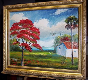 "Royal Poinciana" 16 by 20" Oil on board. Lots of Palette knife. June 17th, 2007 (SOLD- Collector from West Palm Beach, FL)
