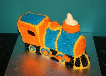 3D train birthday cake
