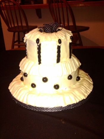 Mom's 75th birthday cake, licorice accents
