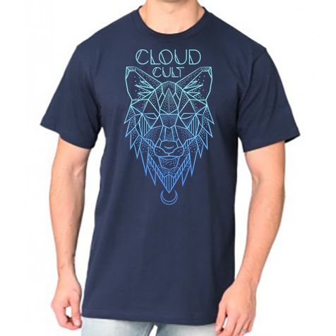 Cult Organic - T-Shirt - Geometric Navy Cloud Wolf