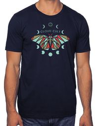 Cloud Cult " Moon Phase Moth"Navy Organic Cotton T-shirt