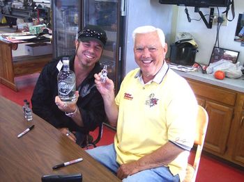 BSW Vocalist ~ WADE with Hall of Famer, NASCAR Legend, JUNIOR JOHNSON...at his North Carolina ranch. " I love the smell of MOONSHINE in the morning" ~ W.
