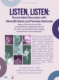 Listen Listen: Round-table Discussion with Meredith Bates, Parmela Attariwala, Sahara Nasr, Dr. Nicole Jordan, and Lukas Pearse