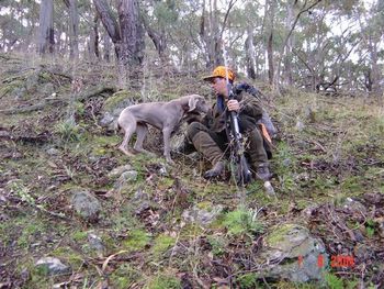 'Holly' the hunter out with owner Dominic.
