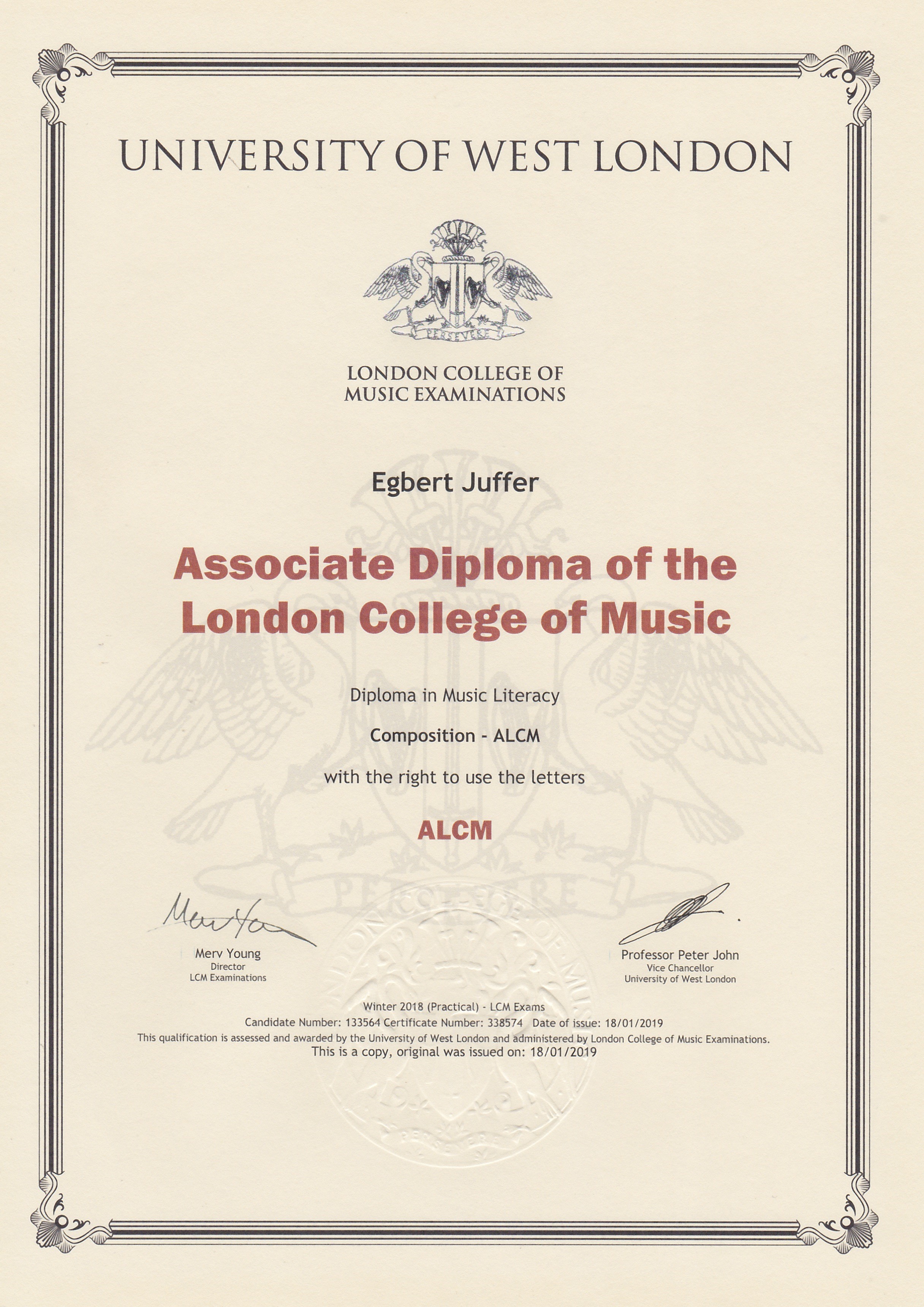 ALCM diploma in Composition