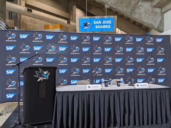 San Jose Sharks Press Conference. Behringer X32, EV speakers.
