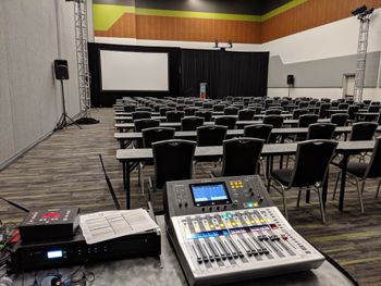 Corporate Webcast- San Jose Convention Center. Meyer speakers, Yamaha TF.
