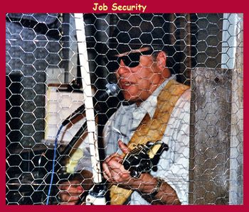 Behind the chicken wire at Jack's BBQ in Metter, GA several years ago. Playing my beat up Ovation with the broken top. :o)
