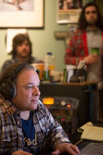 Grammy Nominated Producer Jim Salamone at the controls with Todd Mecaughey and Josh Aaron in the background.
