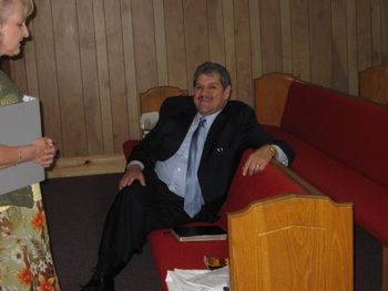 Bro. Lyndon relaxing before the Tuesday night service.
