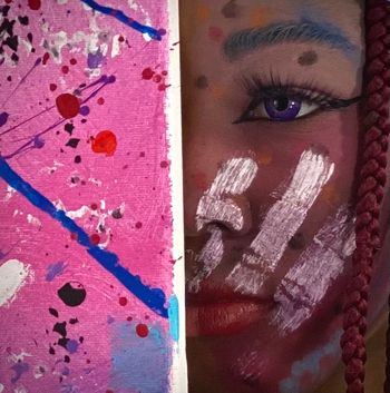 Mina & her 1st abstract painting
