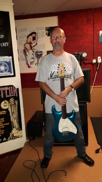 Ady is our Rhythm guitar and along with Graham backing vocals with the band. Along with John Ady has been there since day one. He lives near hinckley with his family, he loves playing live and winding John up.
