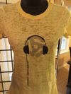Women's WLA Headphones Next Level Premium V-Neck T-Shirt (Yellow)