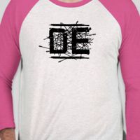 DE Logo - Baseball style, white with pink sleeves